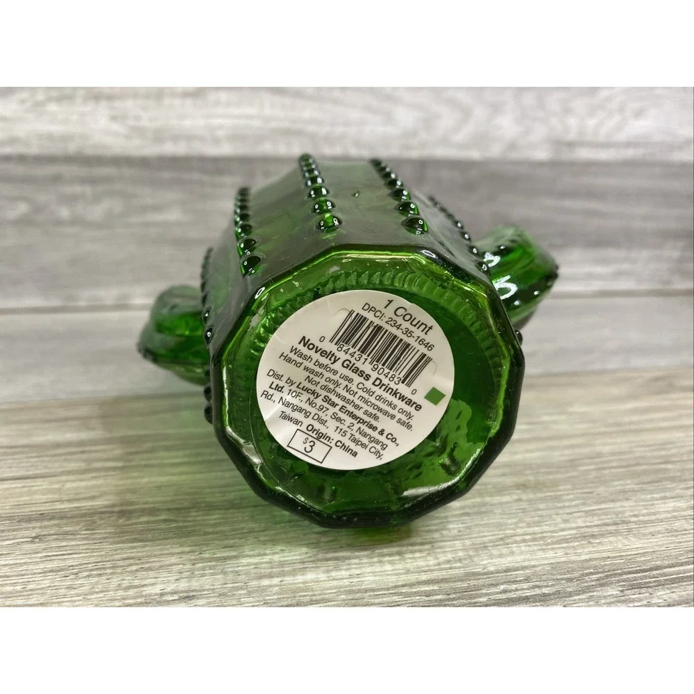 Green cactus-shaped glass mason jar‎ with a lid No Straw 5.5